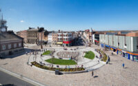 A photo from a recently completed BBS project, titled 'BBS Natural Stone for Town Centre Regeneration,  Stockton-On-Tees, County Durham'