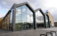 A photo from a recently completed BBS project, titled 'BBS Provides External Landscaping Solution for Johnstone Town Hall, Renfrewshire'