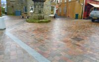 A photo from a recently completed BBS project, titled 'Italian Porphyry & Portuguese Granite Redevelopment of Kinross High Street'