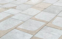 A photo from a recently completed BBS project, titled 'BBS supplies Westfield Yorkstone to enhance the aesthetics of Islington's Highbury Corner public space'